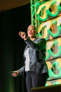Dr. Karen Mapp speaks from the mainstage