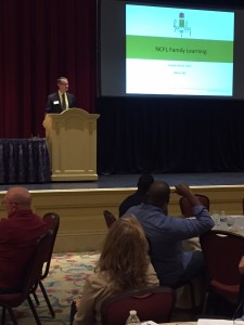 NCFL Vice President Dr. Josh Cramer addressing Families First employees
