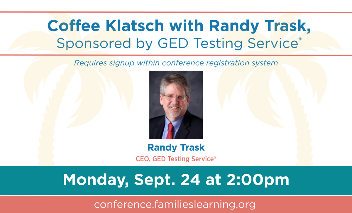 Coffee Klatsch with Randy Trask, Sponsored by GED Testing Service®, Monday, September 24 at 2:00pm