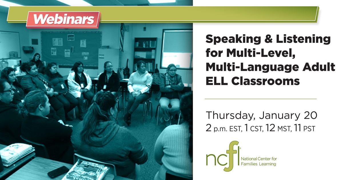 Graphic featuring a group of learners gathered in a circle in a classroom and the webinar date and time, Thursday, January 20, 2022 at 2 p.m. EST (1 CST /12 MST /11 PST)